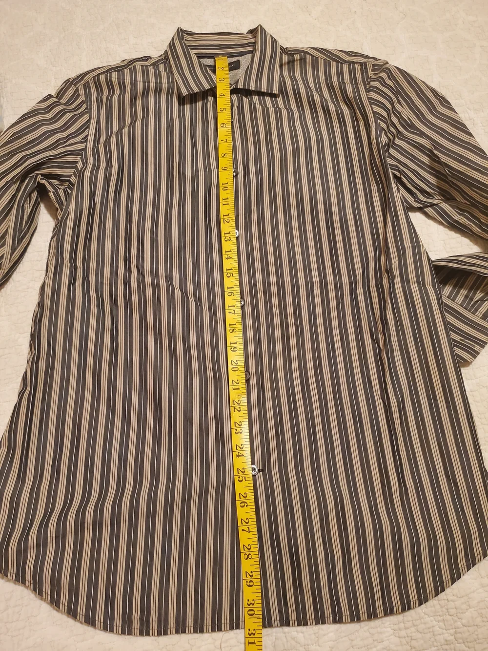 Banana Republic Black And Tan Vertical Stripe Dress Shirt